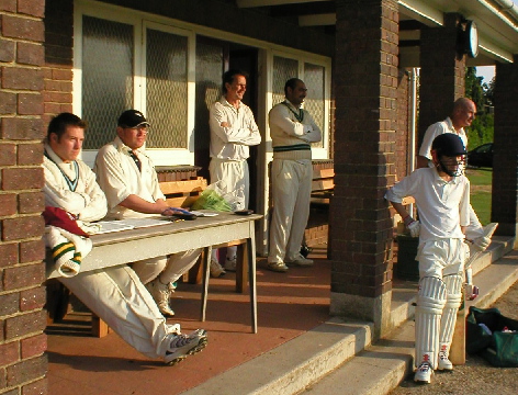 Chris Martin, Russell Woolf, Paul Jordan, Faruk Kara, Alex Brown and 
    Martin Parry watch the game.