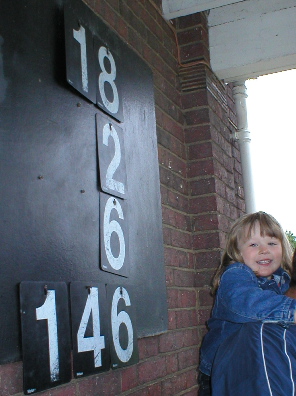 The scoreboard with child.